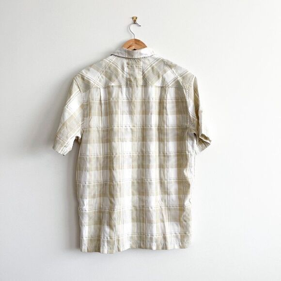 Quiksilver Men's Button Down Camp Shirt Casual Short Sleeve Green Plaid Medium - Picture 2 of 9
